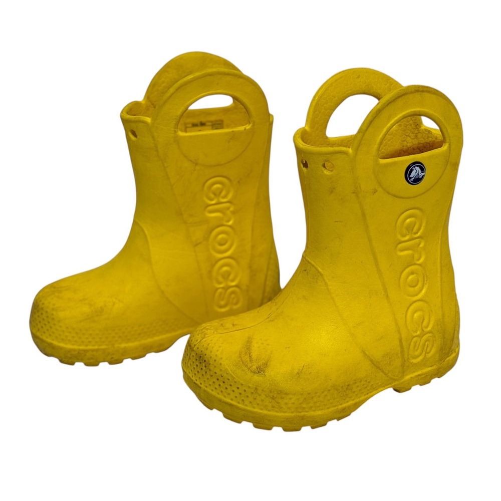Crocs Handle It Yellow Rain Boots Kids Size C7 Waterproof Lightweight 12803